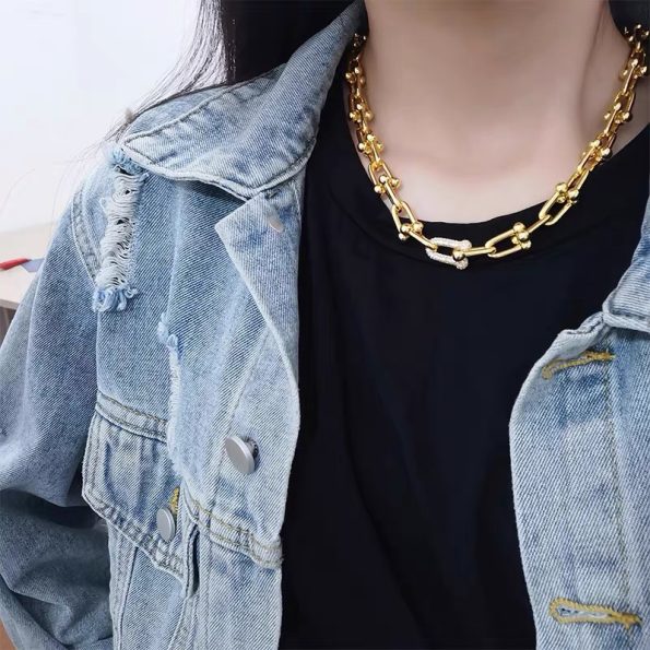 Tiffany Necklace Replica, HardWare Necklace with Diamonds