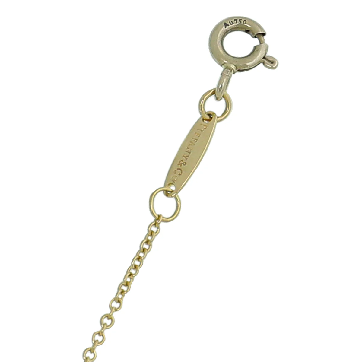 Tiffany & Co 18K Yellow Gold Green Jade Elsa Peretti Bean 18mm Pendant Necklace