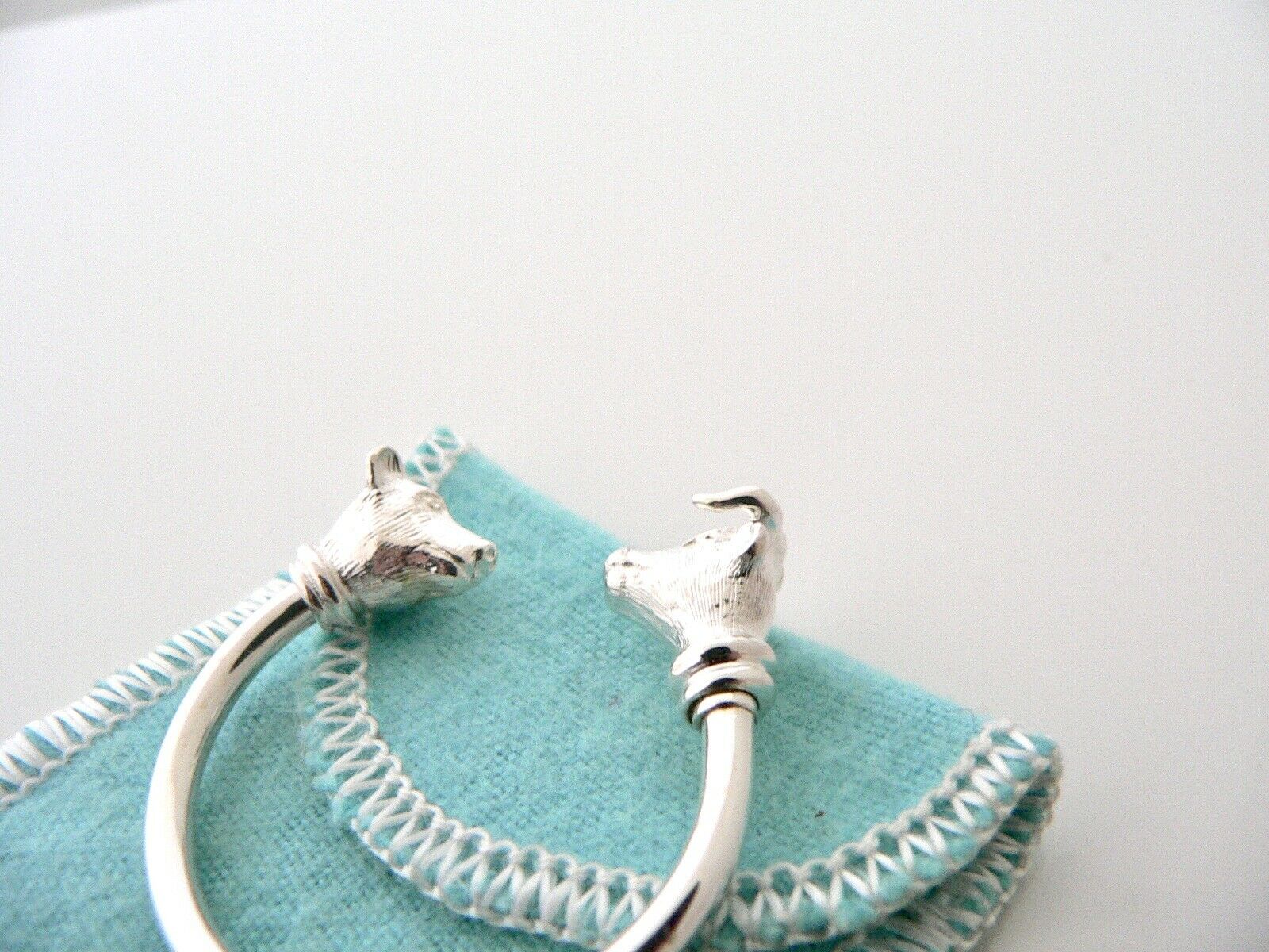 Tiffany & Co Silver Bull Bear Finance Keyring Key Ring Chain Finance Stocks Gift