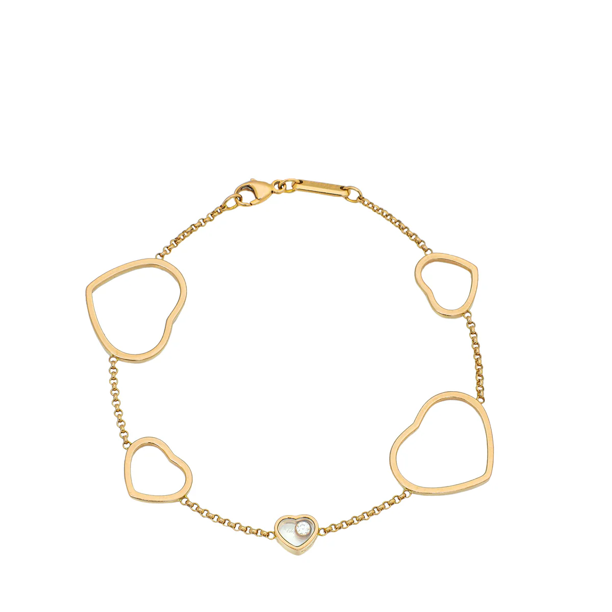 Chopard 18K Rose Gold Diamond Happy Hearts Bracelet