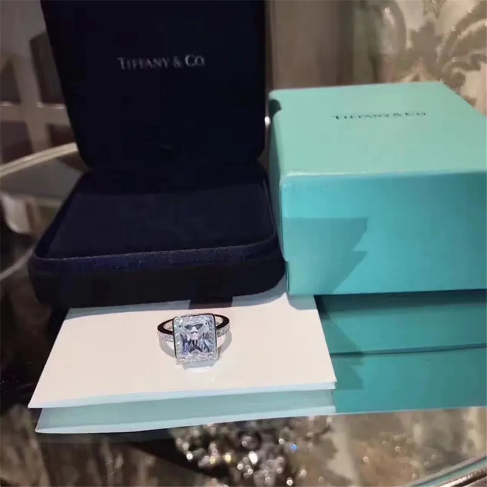 Tiffany Square Crystal Narrow Ring Most Popular