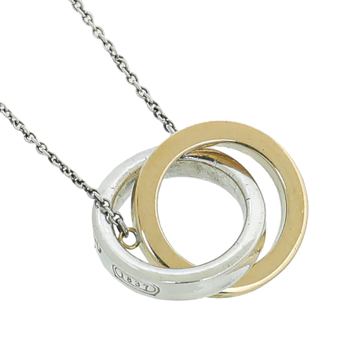 Tiffany & Co 18K Yellow Gold Sterling Silver Interlocking Circles Necklace