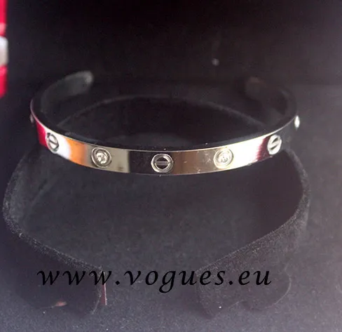 Cartier Semi-Open Love Bracelet White Gold 4 Diamonds