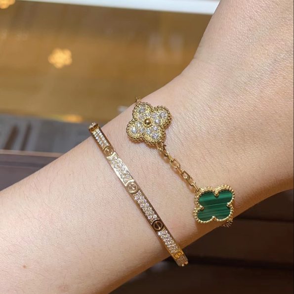 Van Cleef Bracelet Dupe, Green Clover& Diamonds