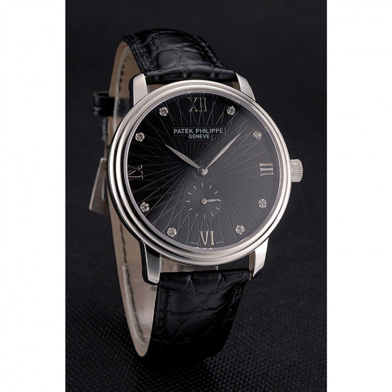 Calatrava Dial Black 41 mm, Stainless Steel