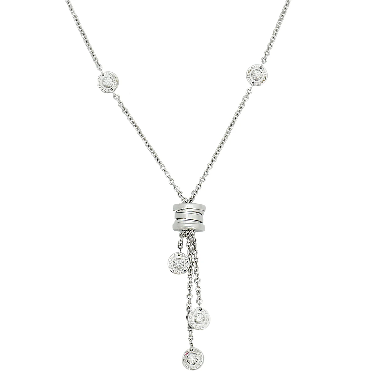 Bvlgari 18K White Gold Diamond B. Zero Lavalier Necklace