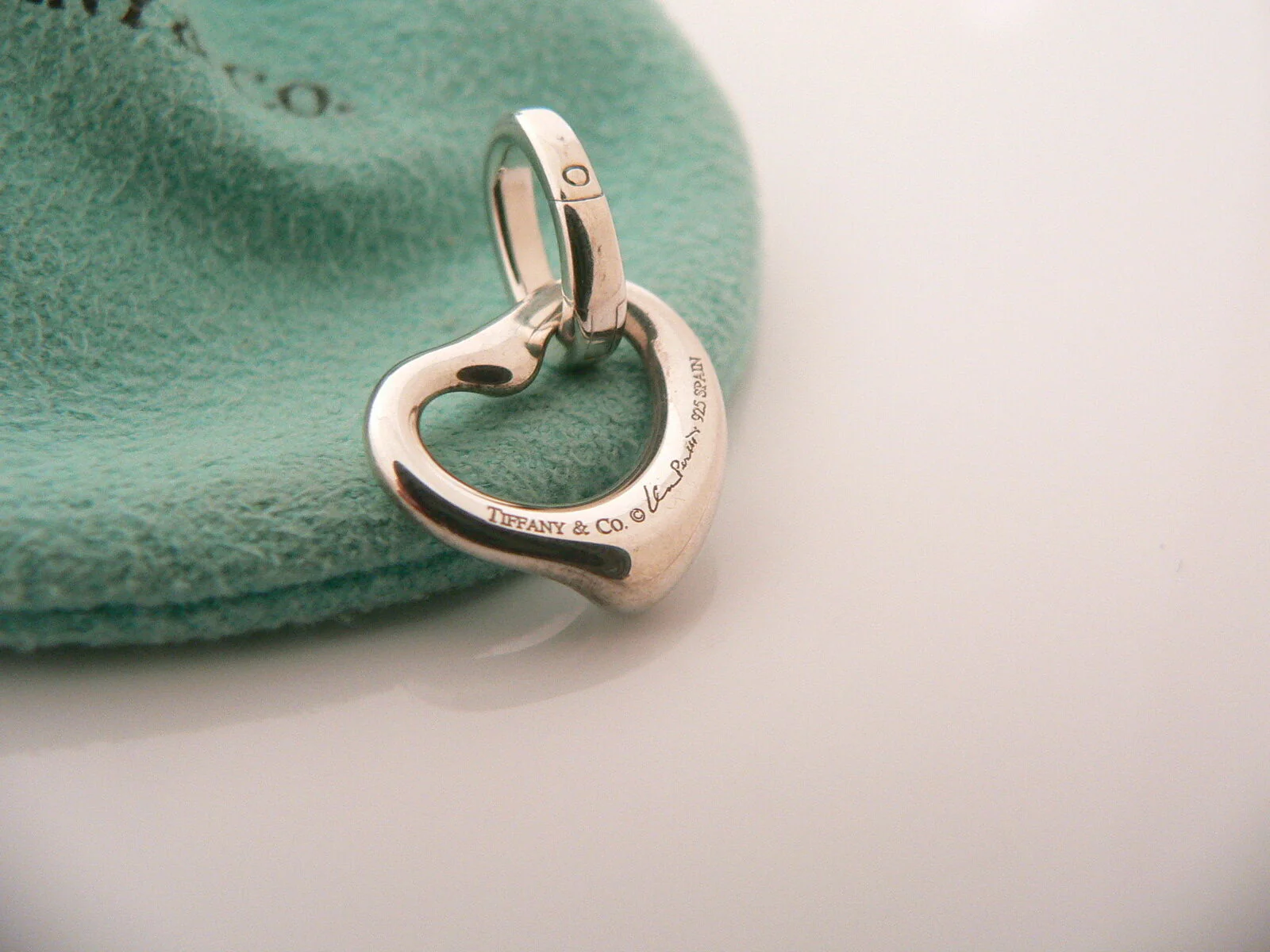 Tiffany & Co Silver Peretti Pink Sapphire Heart Charm Clasp 4 Necklace Bracelet