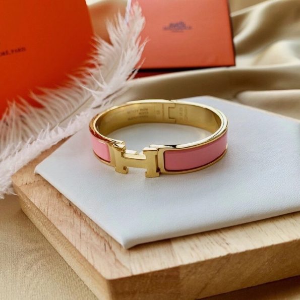 Hermes Bracelet Dupe, Clic H Bracelet, Pink Enamel