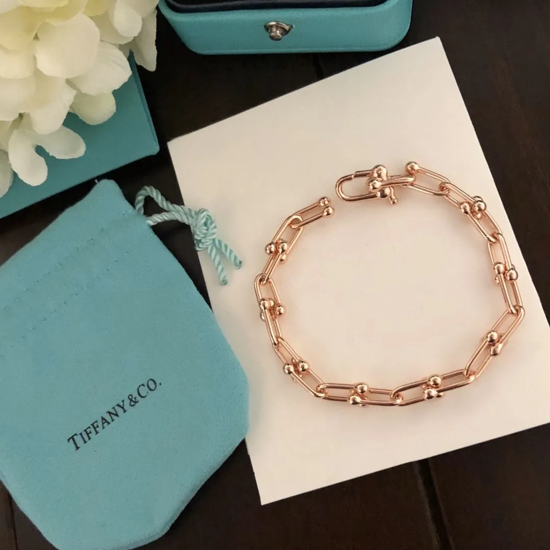 2021 Tiffany Harddwear18k Rose Gold Link Bracelet Women Jewelry Gift