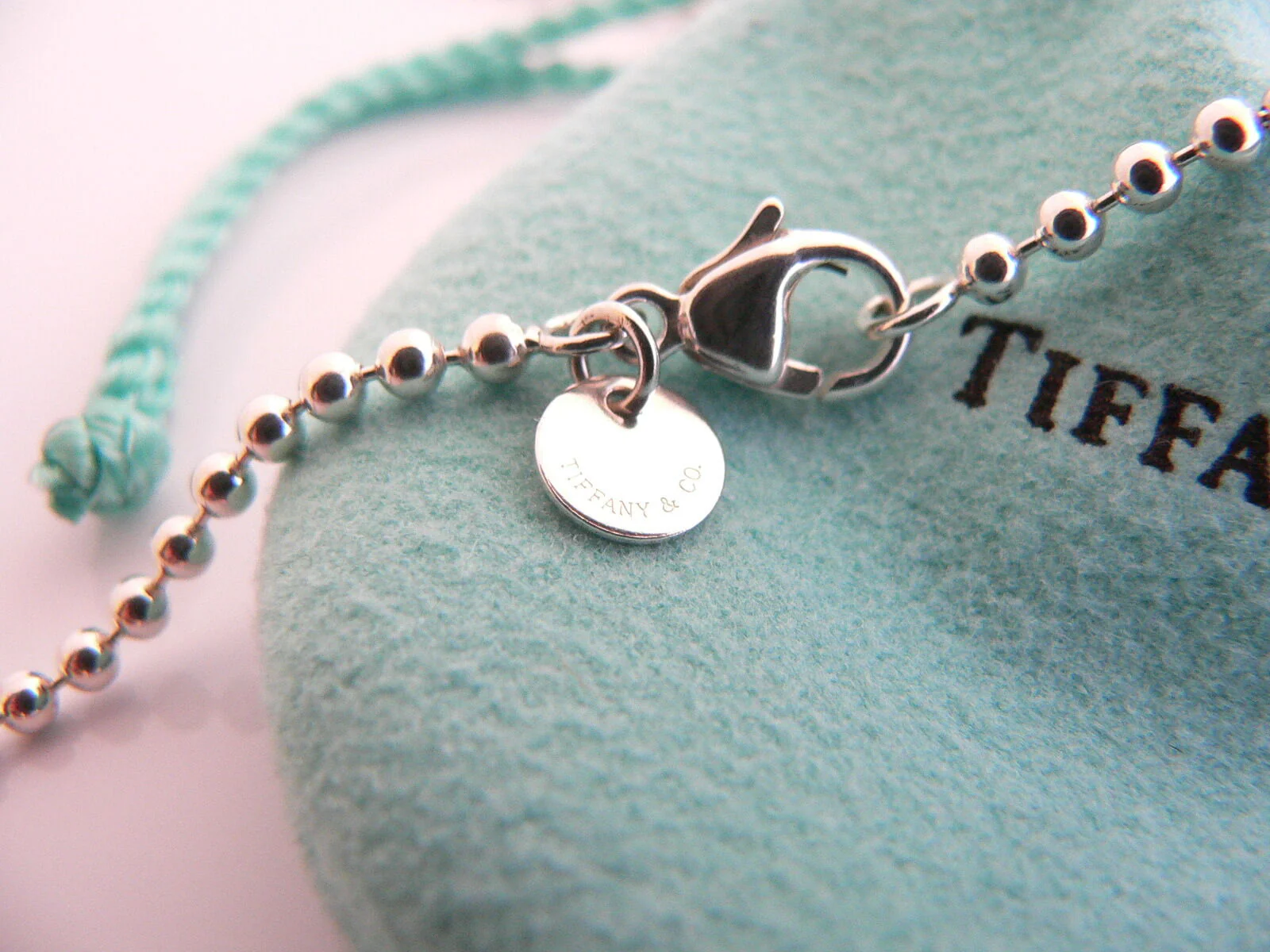 Tiffany Co Silver Large Heart Key Necklace Pendant Charm 34 in Chain Gift Pouch