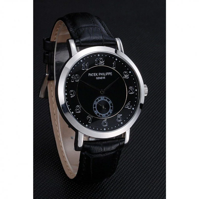 Calatrava Dial Black 42 mm, Stainless Steel