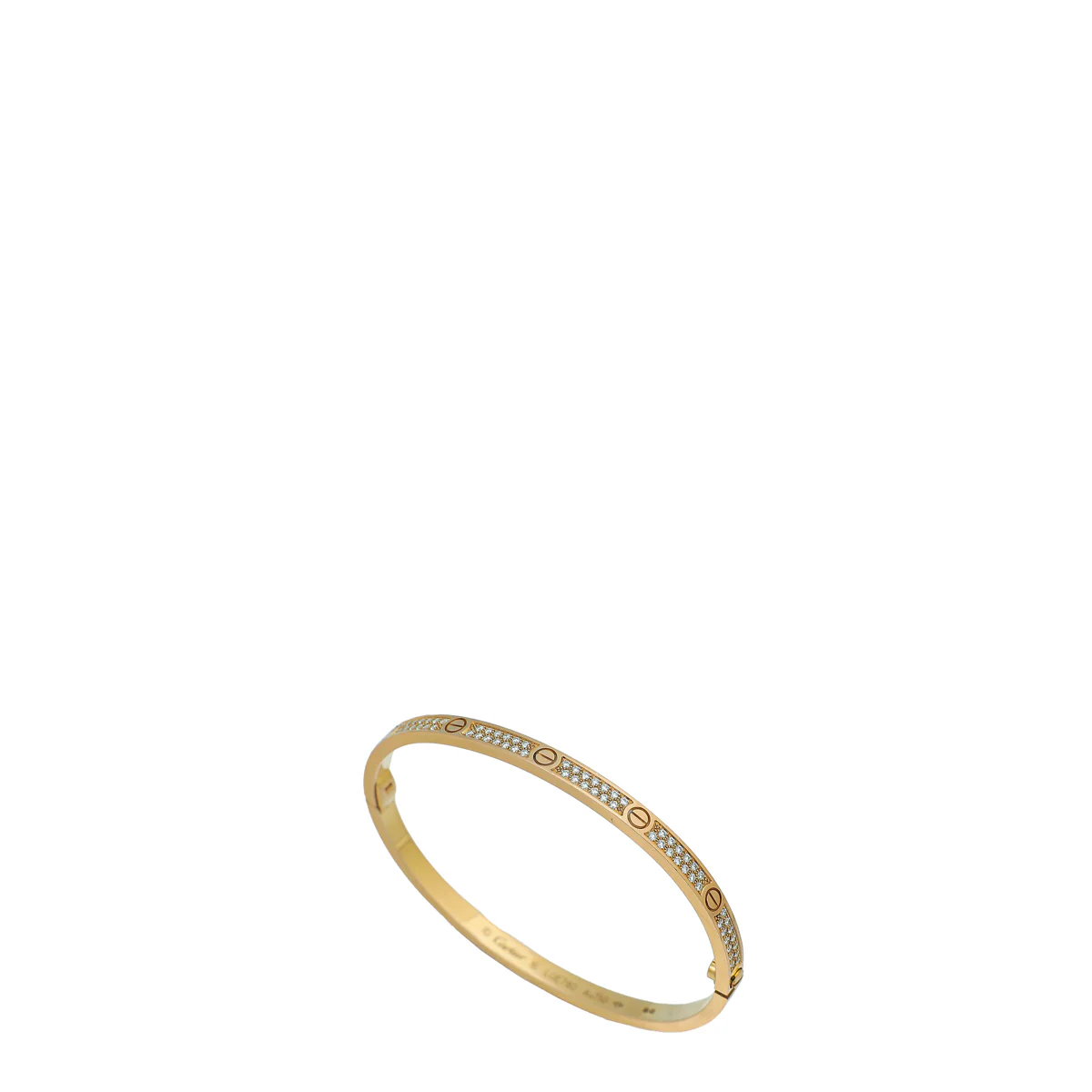 Cartier 18K Yellow Gold Small Model Love Bracelet w/Paved Diamonds 16