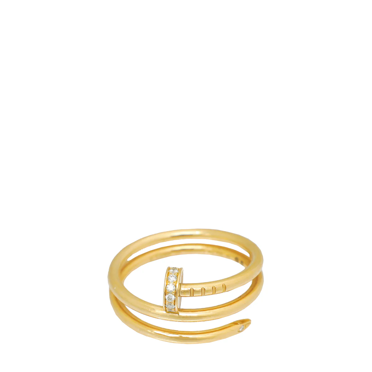 Cartier 18K Yellow Gold Diamond Double Juste Un Clou Ring 55