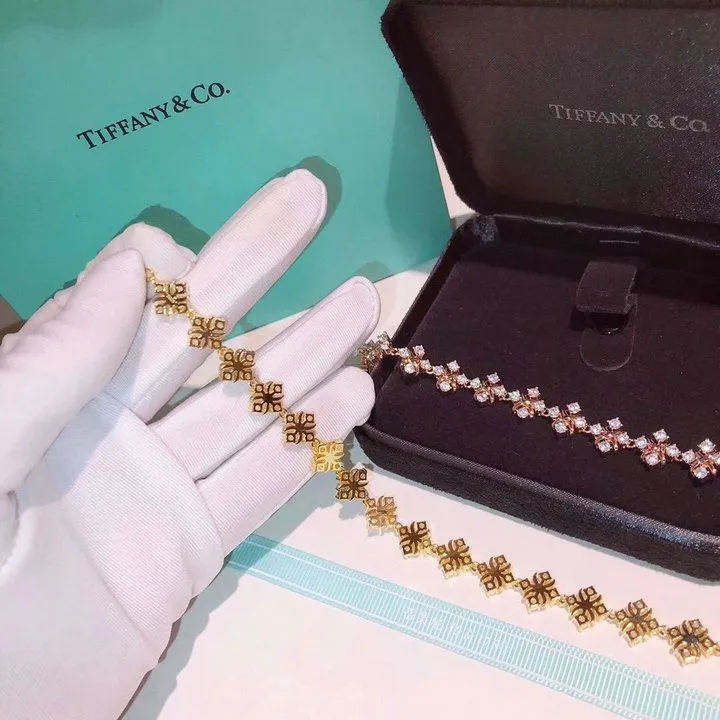 Tiffany Schlumberger Lynn Bracelet Pink/Yellow Gold Silver X Adornments Crystals Set Knockoff UK 12144245/19186482
