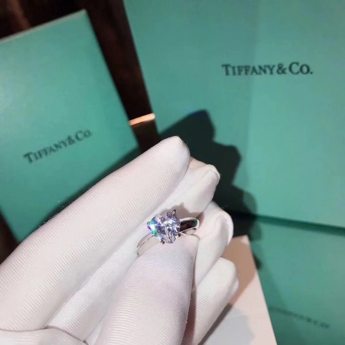 Top Tiffany Heart-shaped Crystal Ring Stylish Style Best Gift