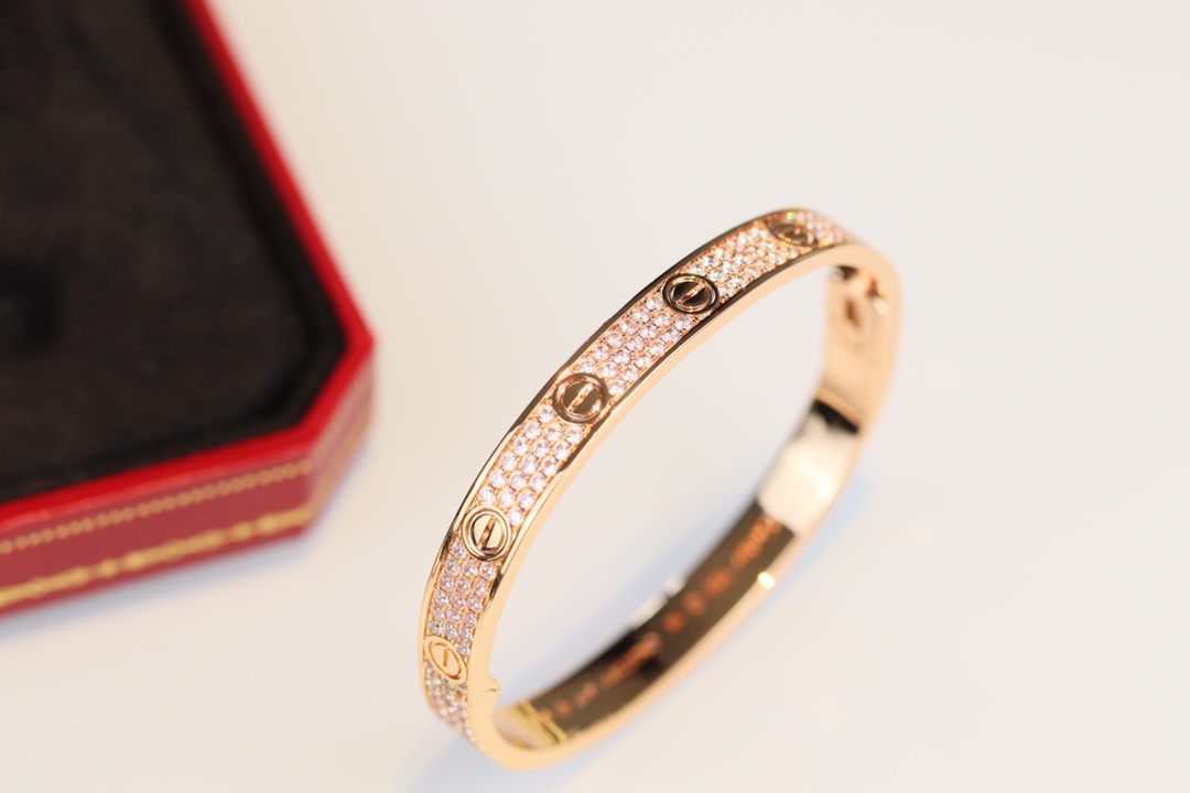 Cartier Love Bracelet Full Diamond Bracelet Rose Gold