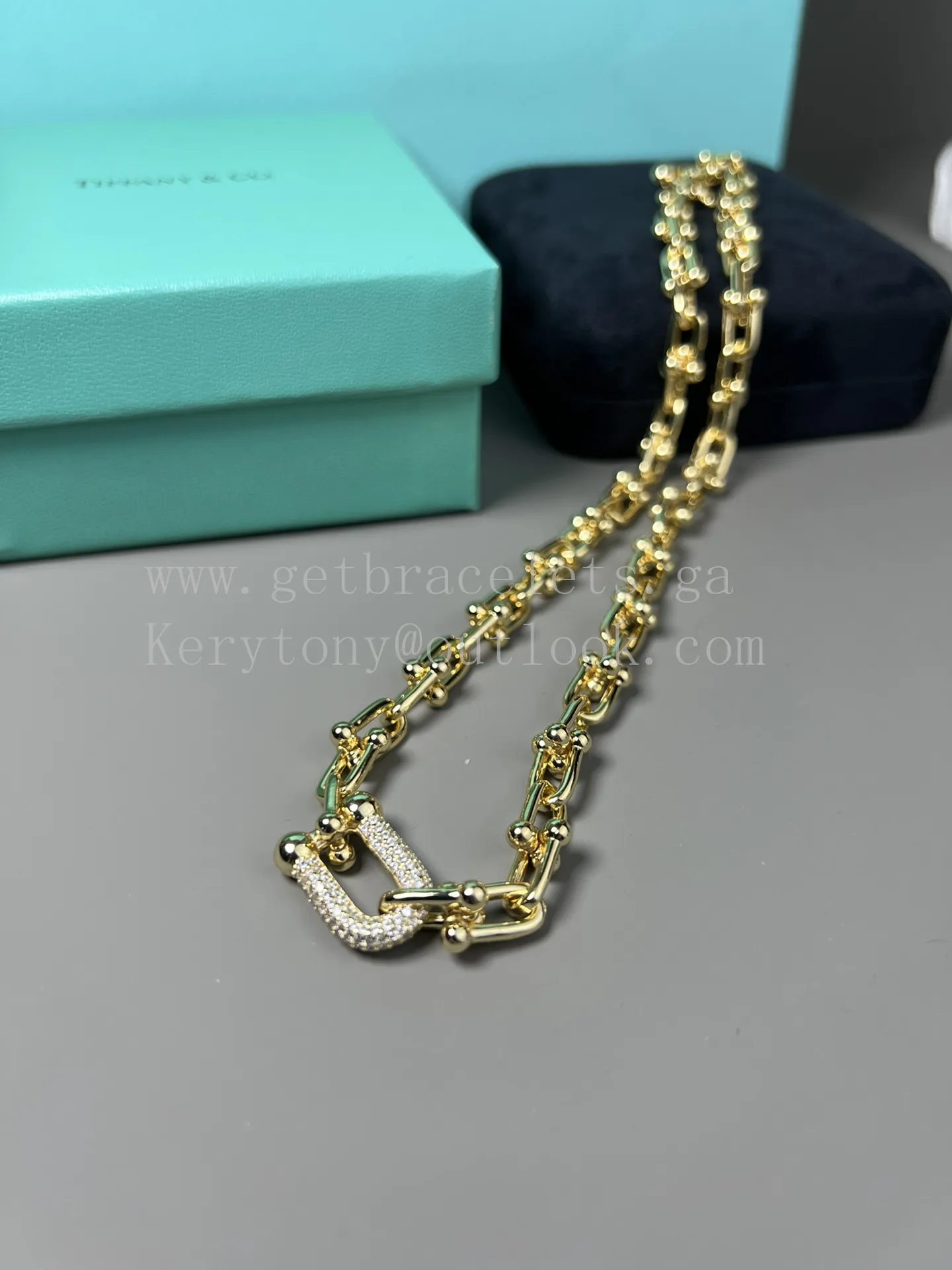 Tiffany HardWear Link Short Necklace Yellow Gold/White Gold
