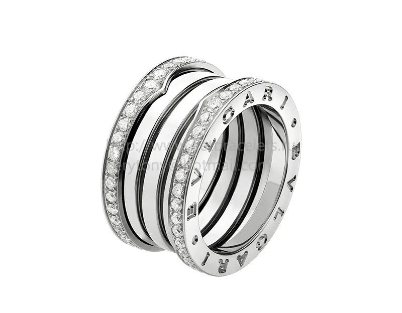 B.zero1 4-Band Ring White Gold with Pave Diamonds on the Edges