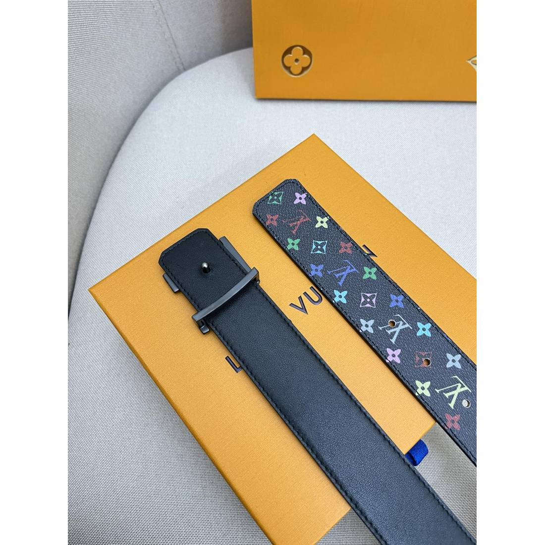 Lv Top Layer Cowhide 24k Pure Steel Buckle Men's Belts