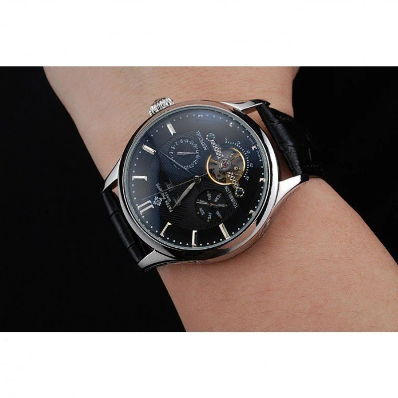 Day Date Tourbillon Dial Black 45 mm, Stainless Steel