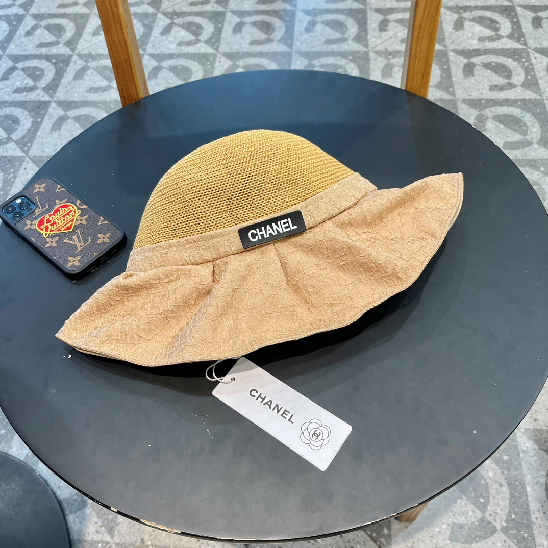 Chanel Knitted Breathable Bow Basin Hat Sunhat （Replica）