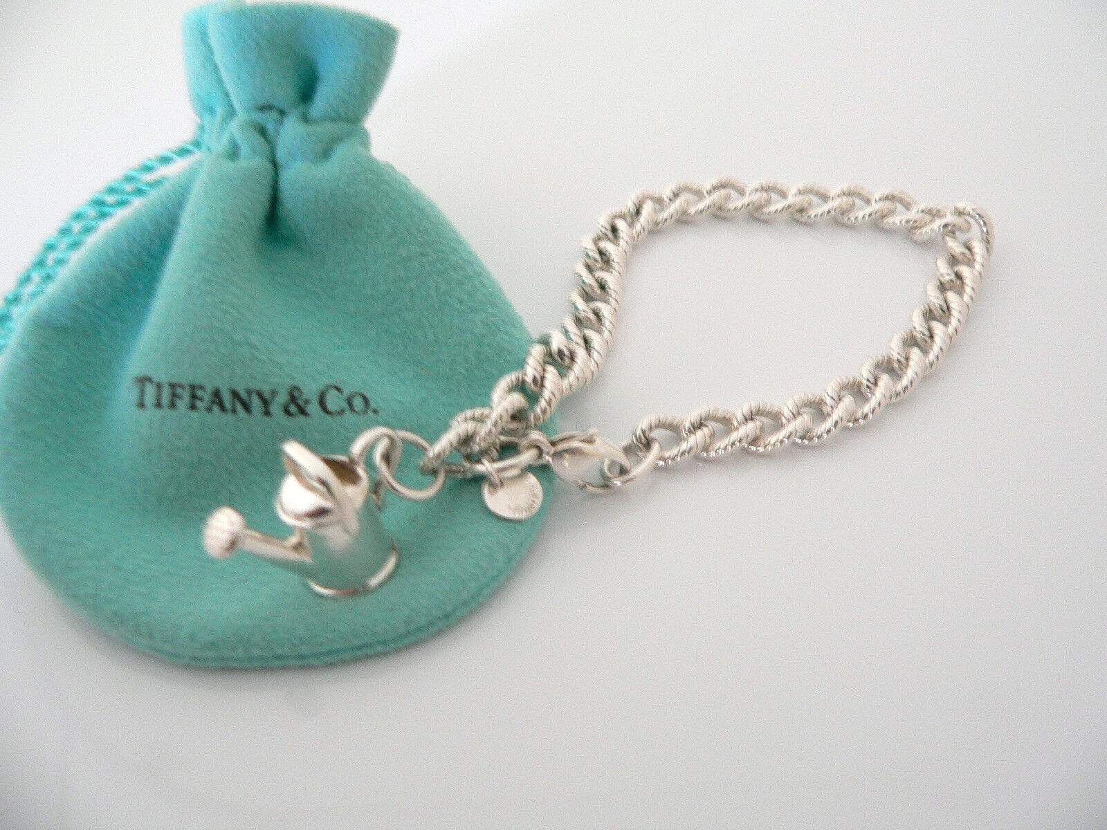 Tiffany & Co Watering Can Bracelet Bangle 8 Inch Chain Nature Garden Lover Gift