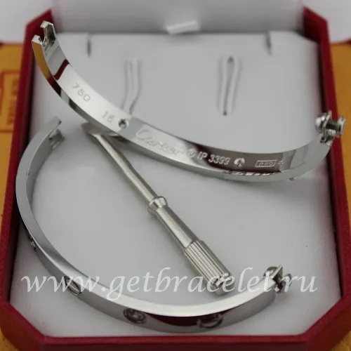 Replica Cartier White Gold Men and Women Love Bracelet 4 Diamonds B6035816 (New Version - Prevent Screws Fall Out)