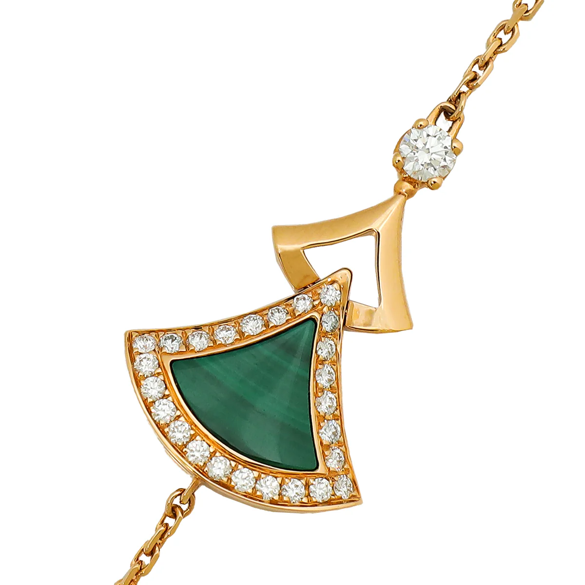 Bvlgari 18K Rose Gold Diamond Malachite Diva's Dream Bracelet