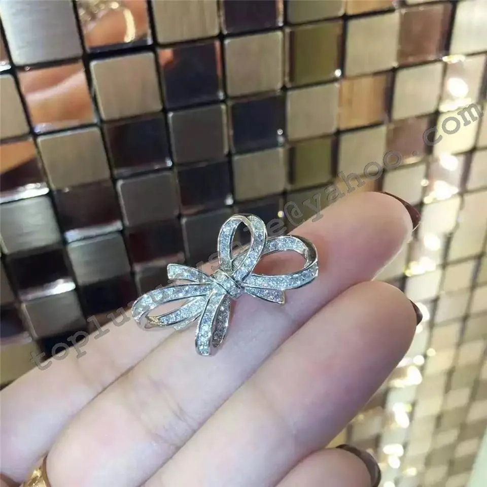Tiffany Bow Copy Ribbon Ring Sterling Silver Diamonds Girls Gifts GRP09381/GRP09291