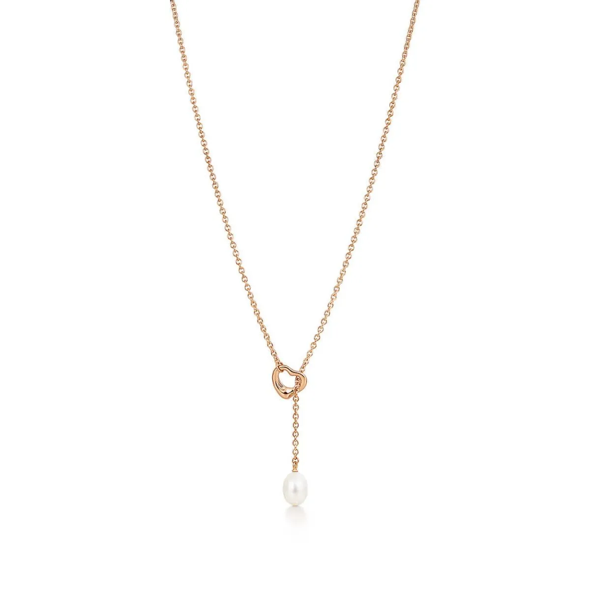 Tiffany Elsa Peretti Lariat Open Heart Pendant With The Pearl Necklace Fashion Women Jewelry 34507562/GRP09653