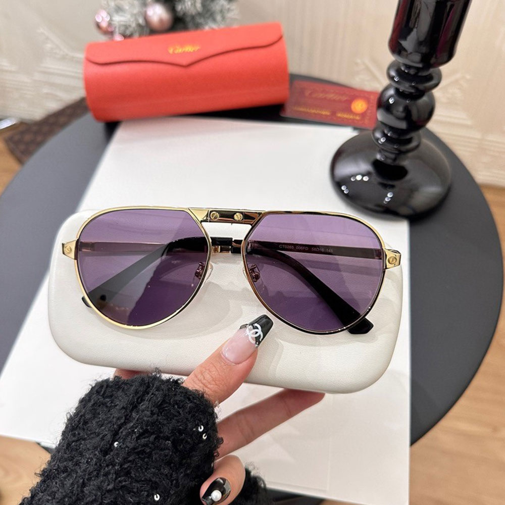 Cartier  Metal irregular Line Sunglasses Top quality （Replica）
