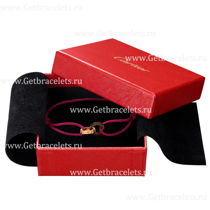 Replica Cariter Love Bracelet Double Ring Pink Gold and Brown Ceramic B6040100