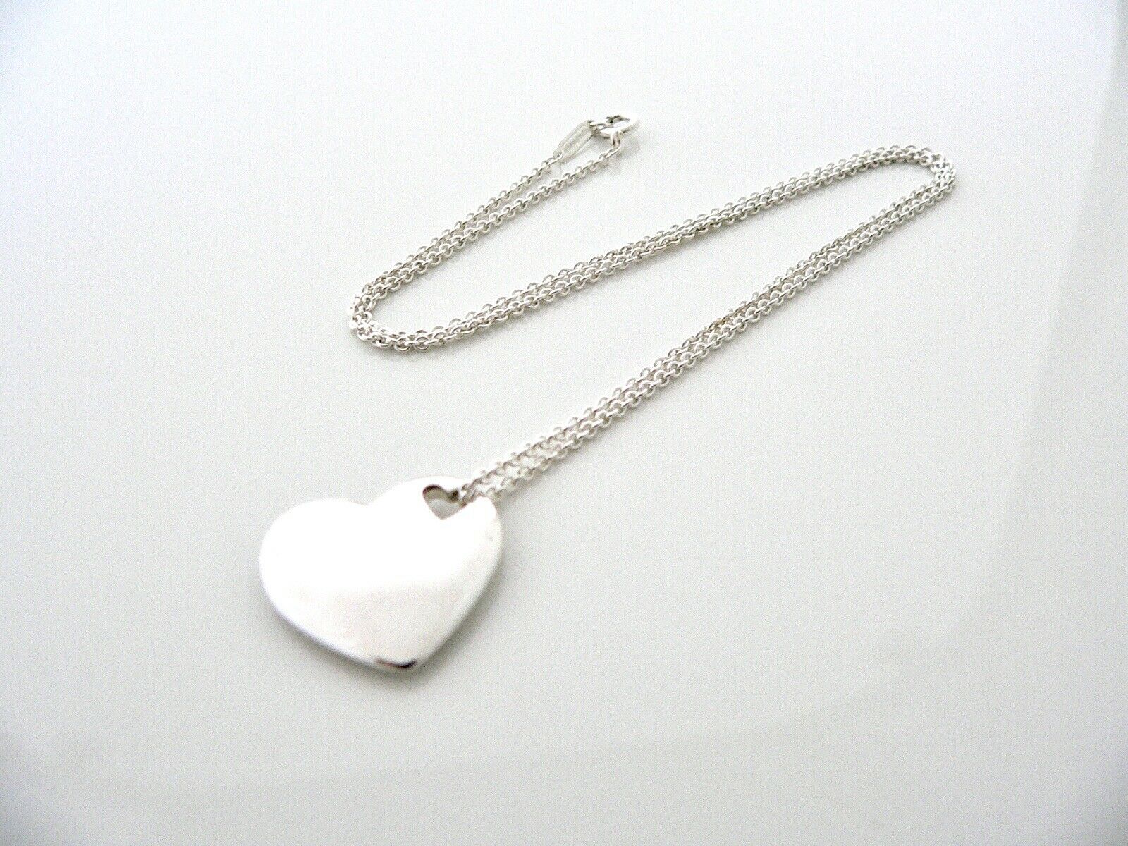 Tiffany & Co Silver Double Heart Necklace Pendant Charm Chain Love Gift