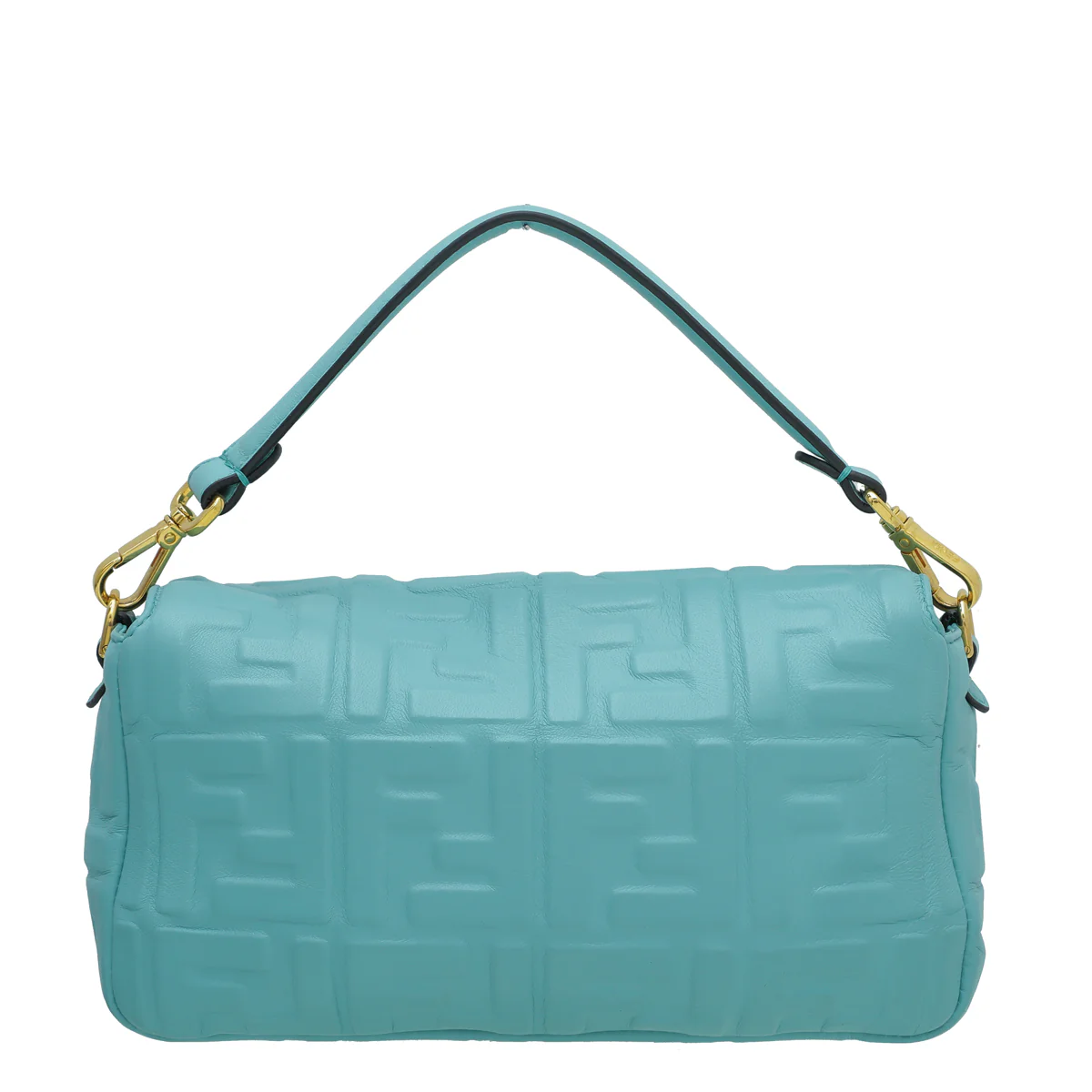 Fendi Tiffany Blue FF Embossed Baguette Medium Bag