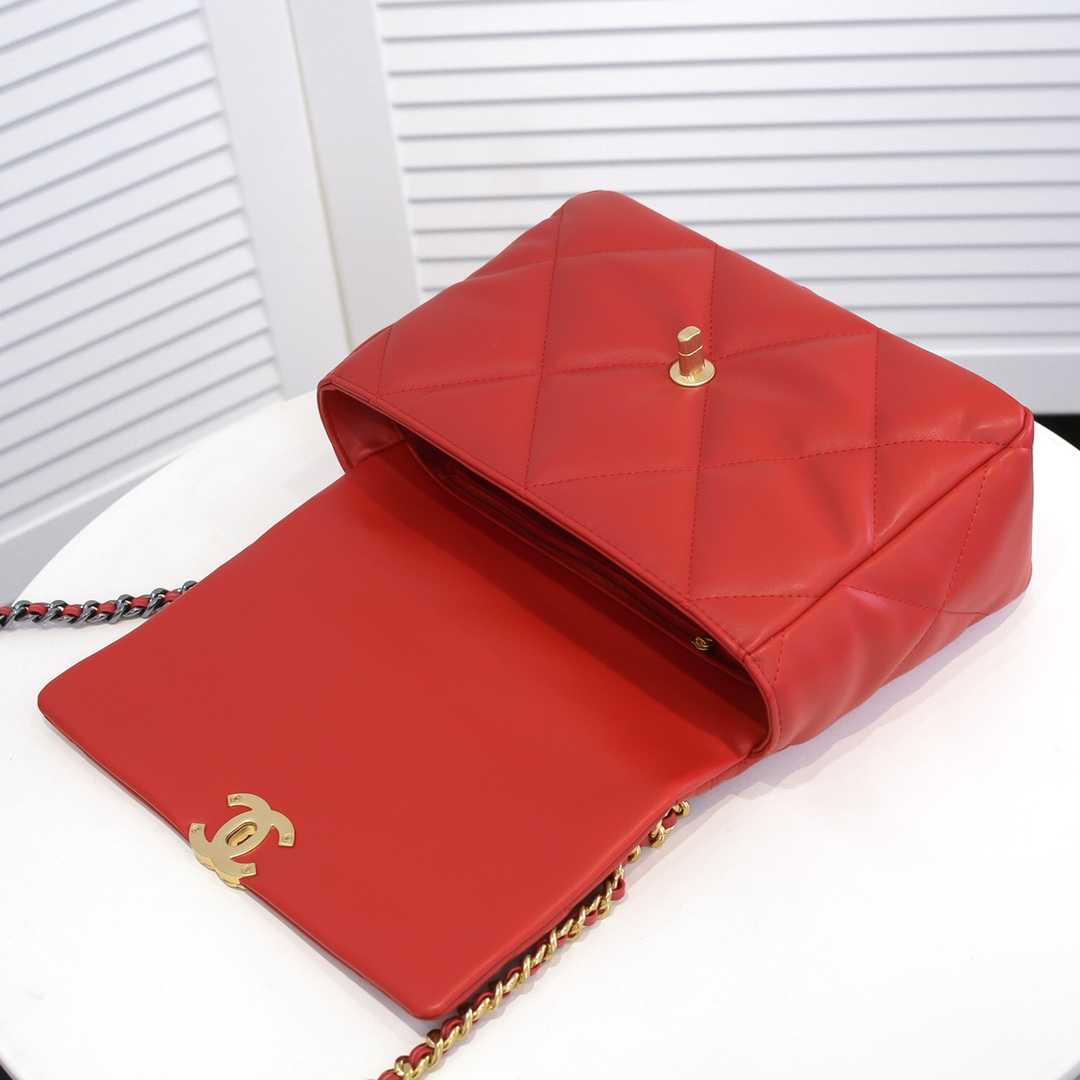 Chanel Lambskin Quilted Medium19 Flap Shoulder Bag Handbag
