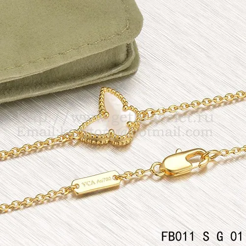 Van Cleef & Arpels Sweet Alhambra Butterfly Bracelet Yellow Gold With White Mother Of Pearl