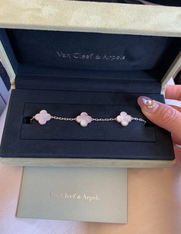 Van Cleef Bracelet Dupe, White Clover Bracelet, White Gold