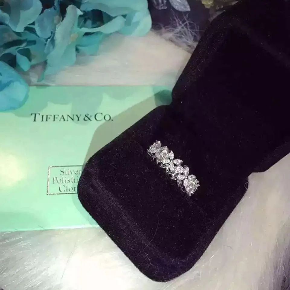 Tiffany Victoria Alternating Ring Diamonds Latest Design 925 Silver Nice Price GRP03666