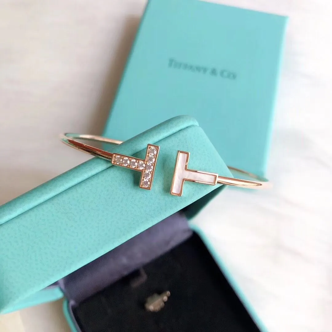 Best New Tiffany Tiffany T1 Rose Gold Double T Asymmetric Diamonds&MOP Sale Online Rigent Bracelet