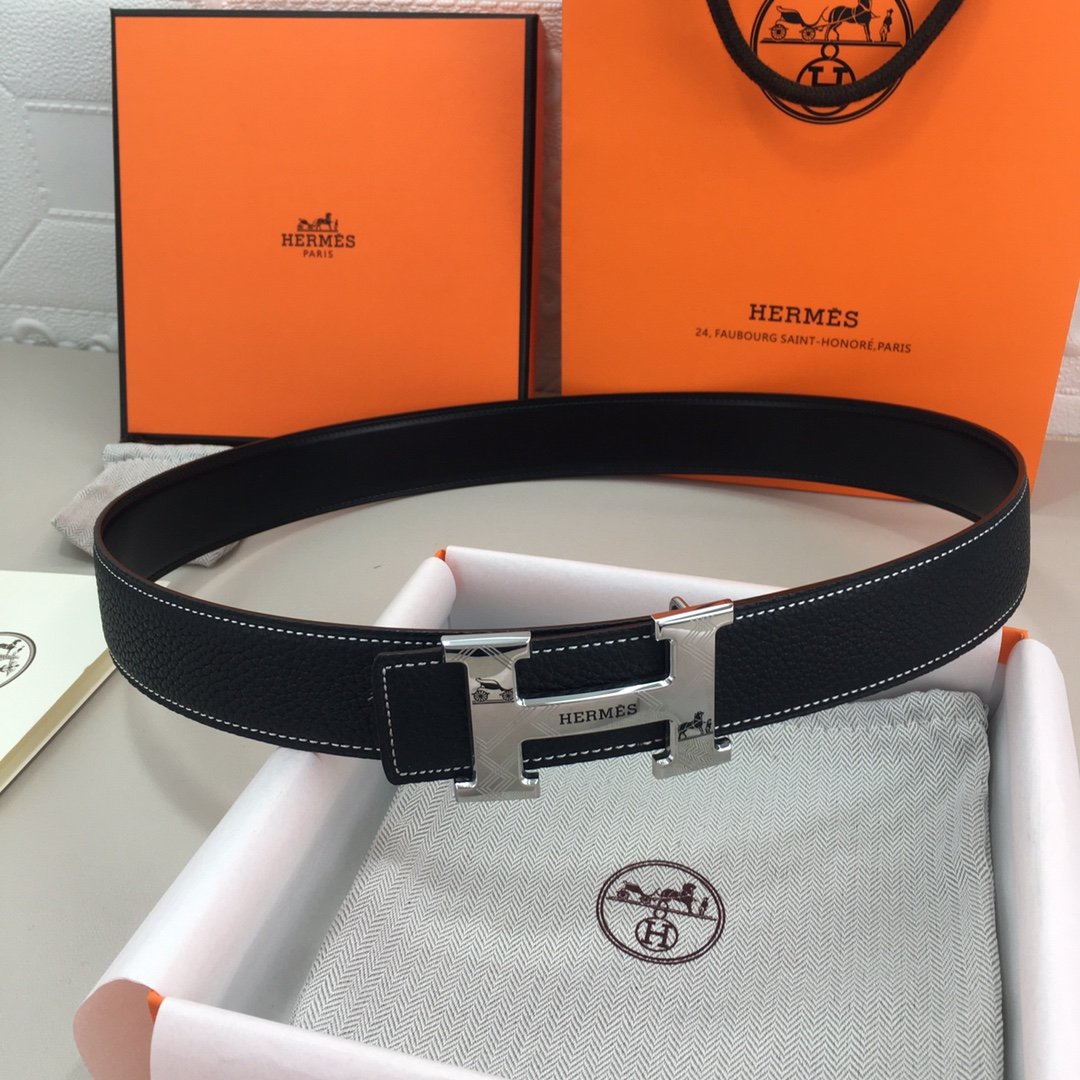 Hermes H Belt Buckle & Reversible Black For Women, Women Belt 380MM