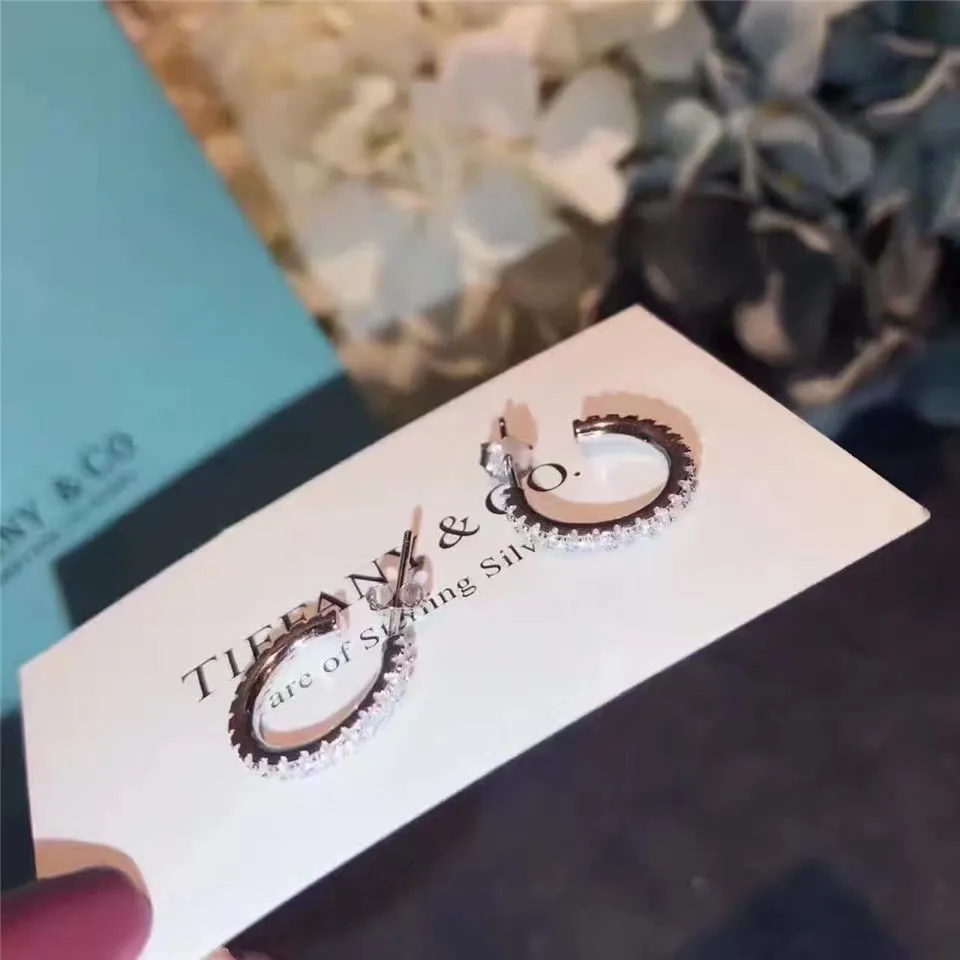 Hot Tiffany Metro Crystals Hoop Earrings Girl Fine Jewelry USA Online Shopping GRP02414