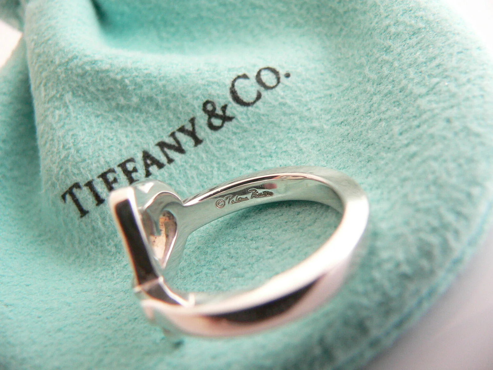 Tiffany & Co Silver Picasso Diamond Loving Heart Ring Band Sz 5 Gift Pouch Love