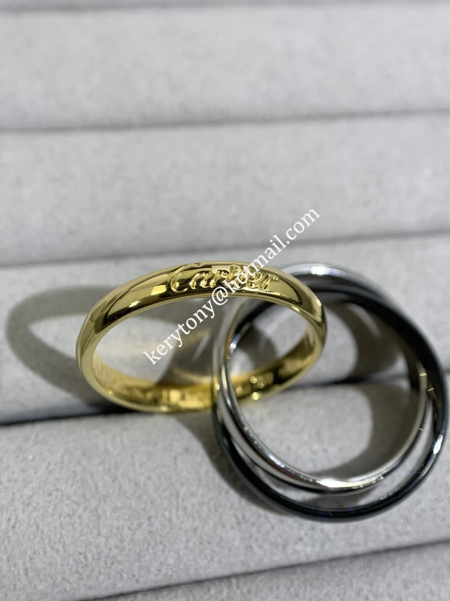 Replica Cartier Trinity Ring White Gold/Yellow Gold with Black Classic Ceramic For Womens Replica