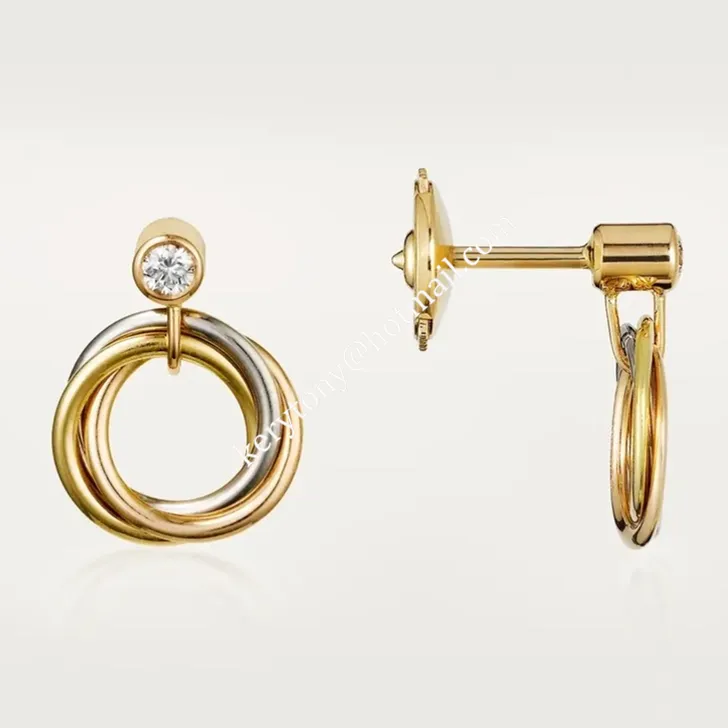 Popular Party Style Cartier Trinity Earrings White Gold/Yellow God/Rose Gold with Diamonds B8043200 For Sale