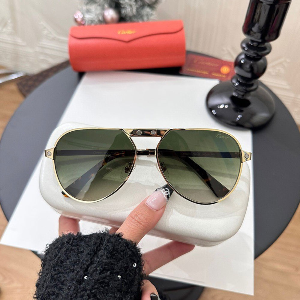 Cartier  Metal irregular Line Sunglasses Top quality （Replica）