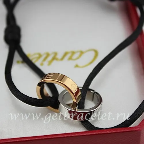 Imitation Cartier Love Bracelet Pink Gold White Gold Black Cord