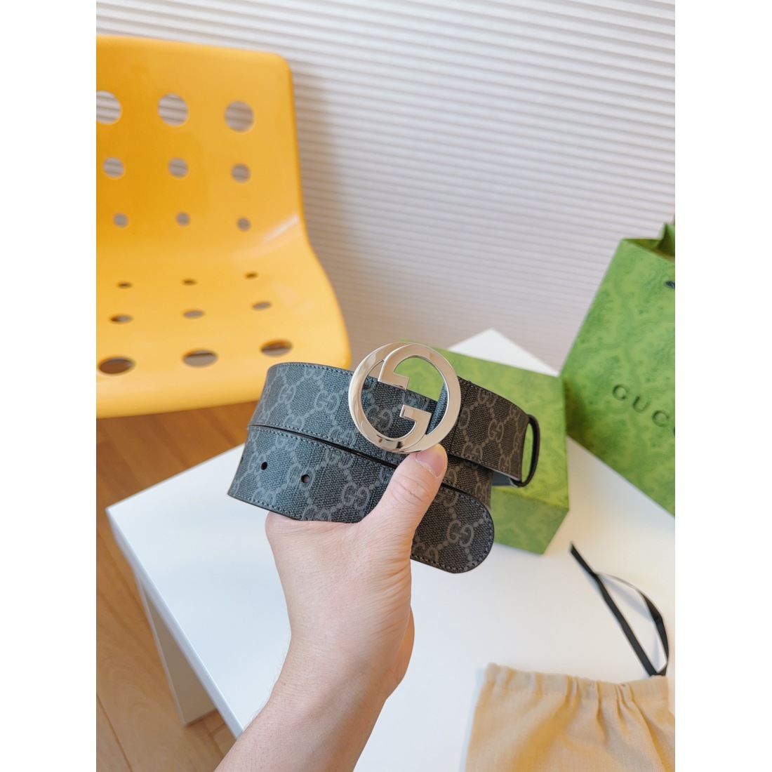 Gucci Classic Printed Cowhide Stainless Steel Belt 38MM