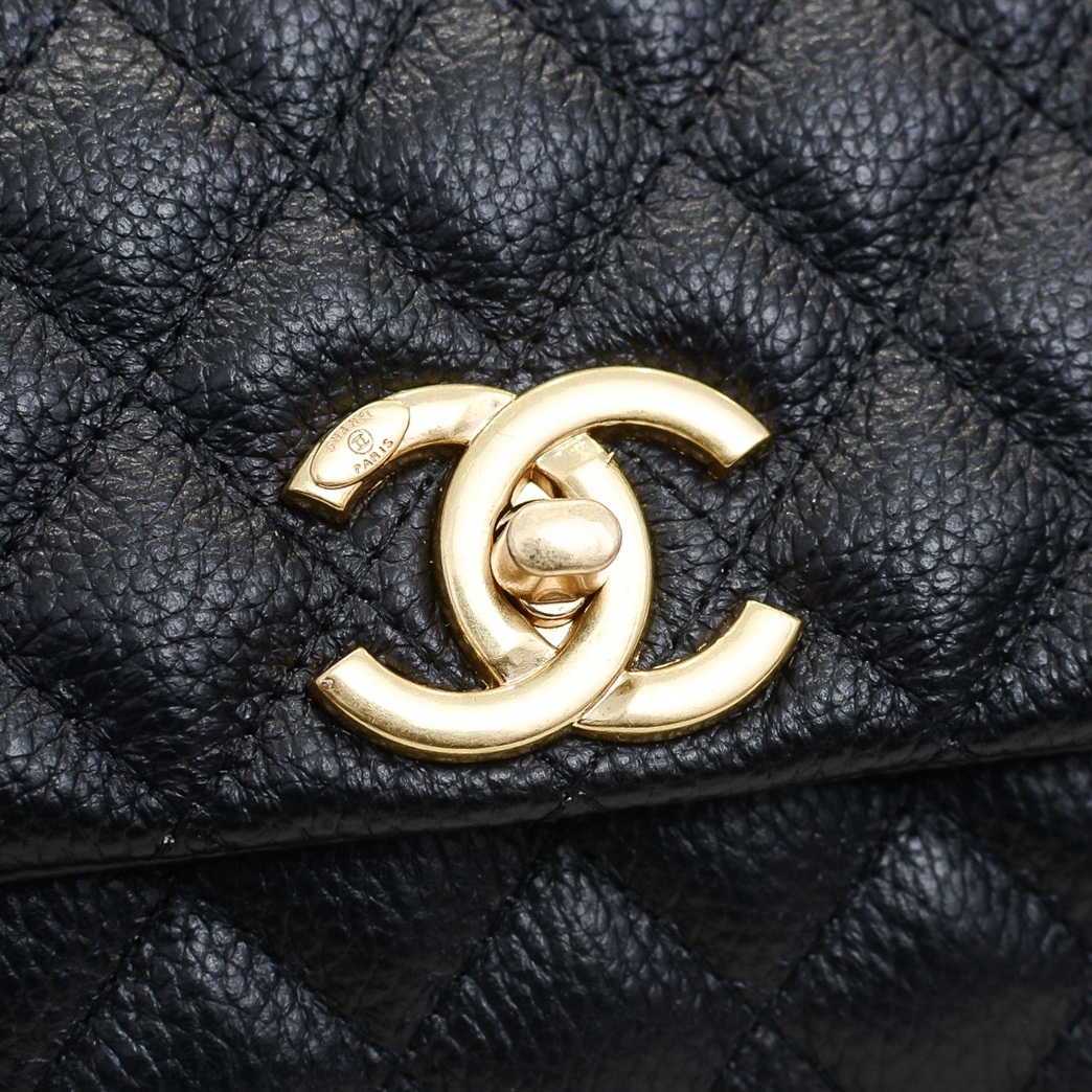 Chanel Stripe Gold Buckle Medium Shoulder Bag Handbag