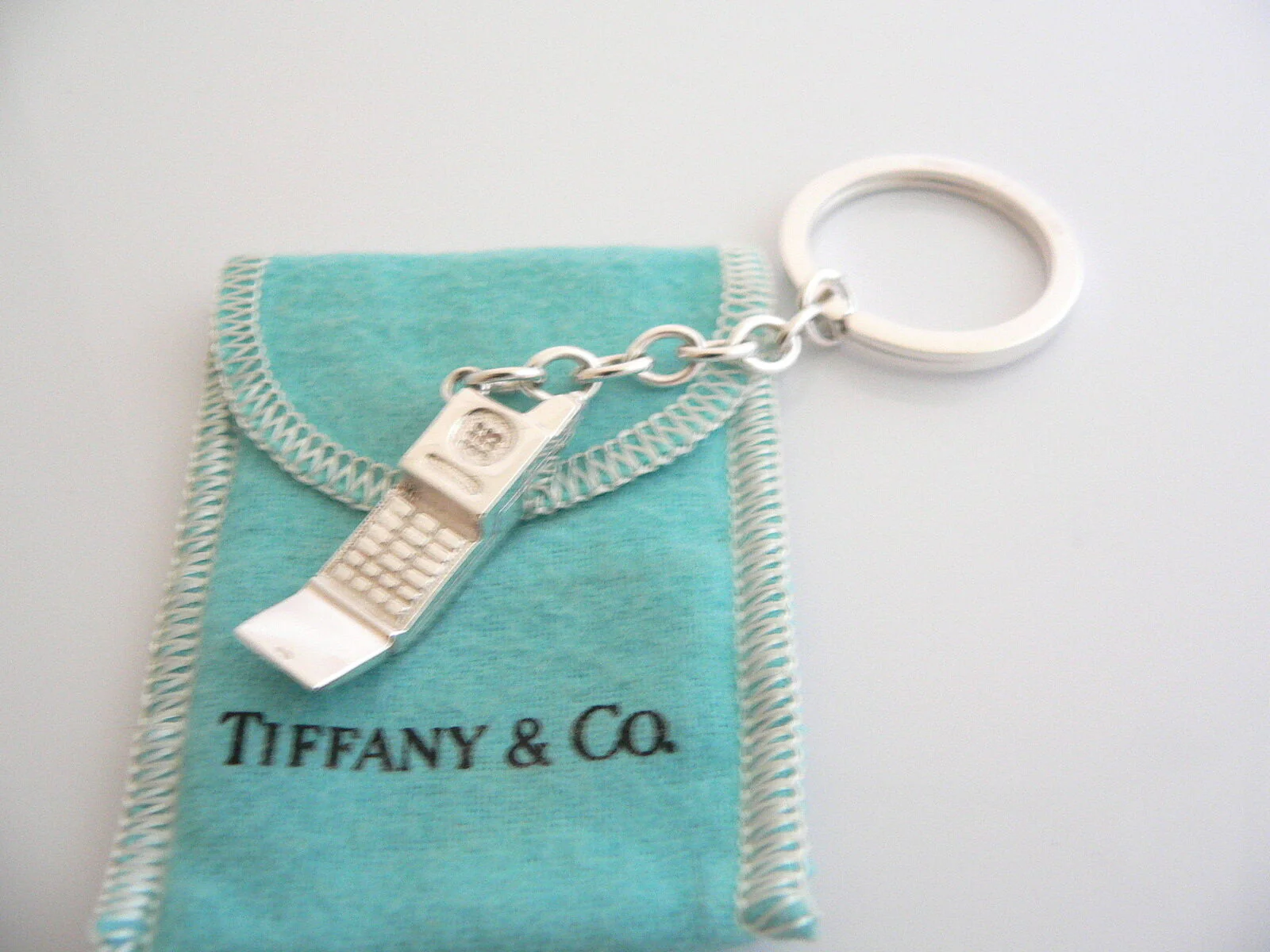 Tiffany & Co Cellphone Telephone Cell Phone Keyring Keychain Key Ring Gift Pouch