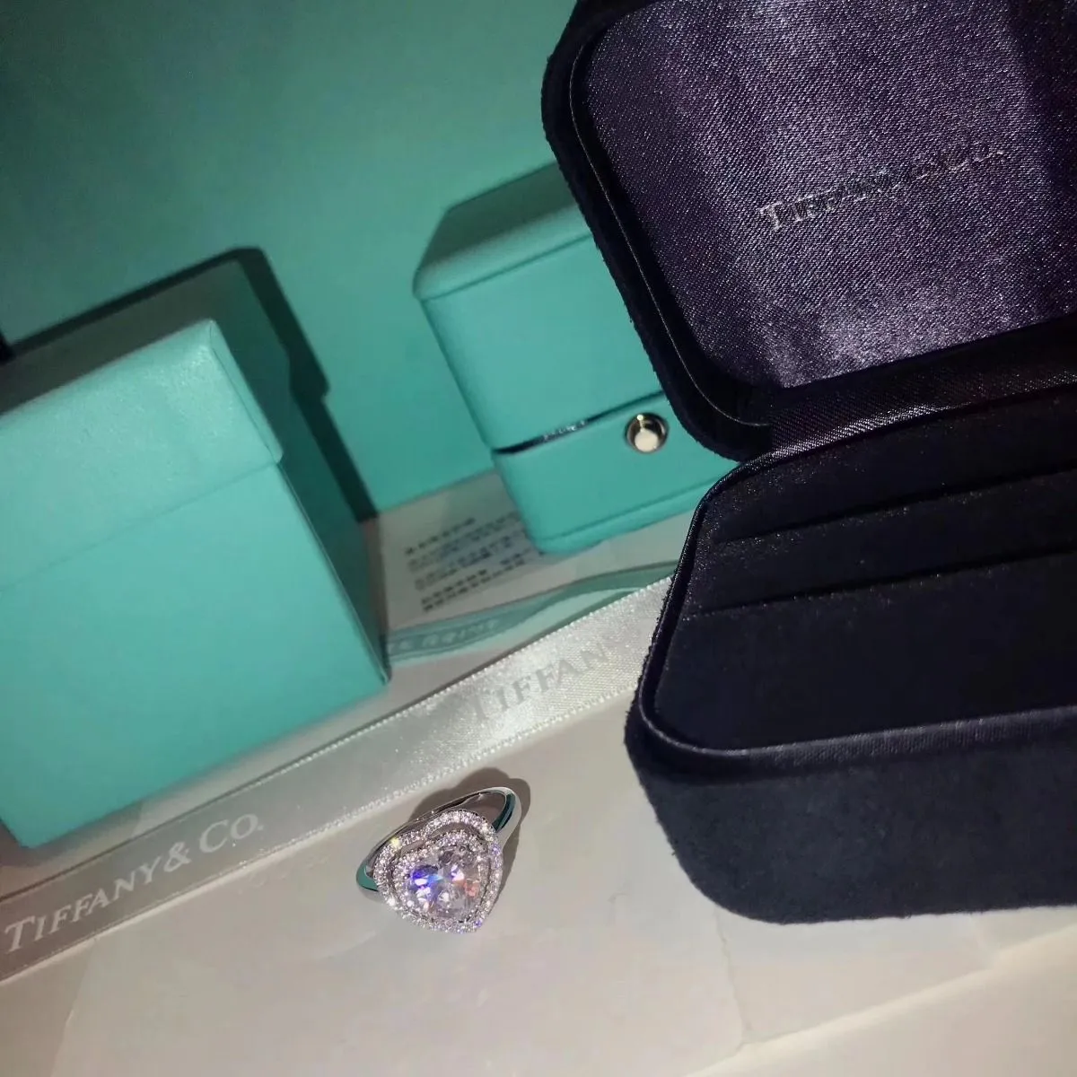 Cheap Tiffany Double Layer Hearts Diamonds Ring Chicago Cool Style Lady Jewelry